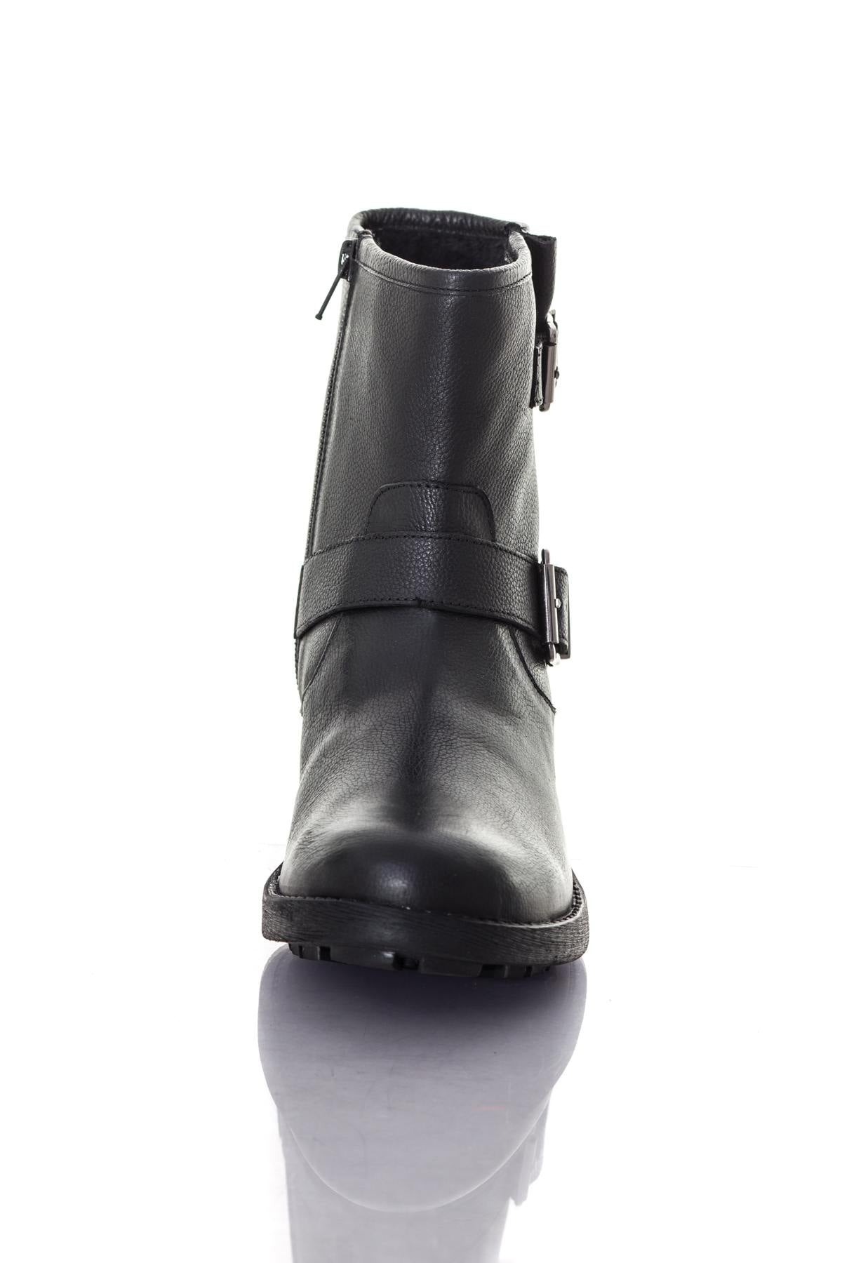 Black leather biker boots - Image n°5
