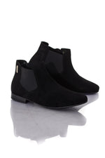 Women's black suede leather boots - Image n°1