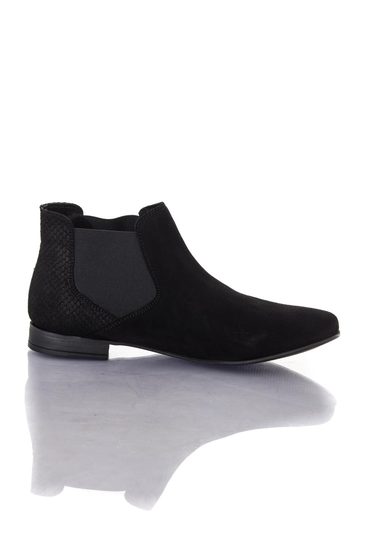 Women's black suede leather boots - Image n°2