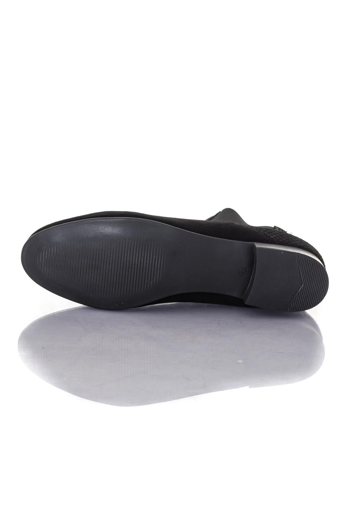 Women's black suede leather boots - Image n°4