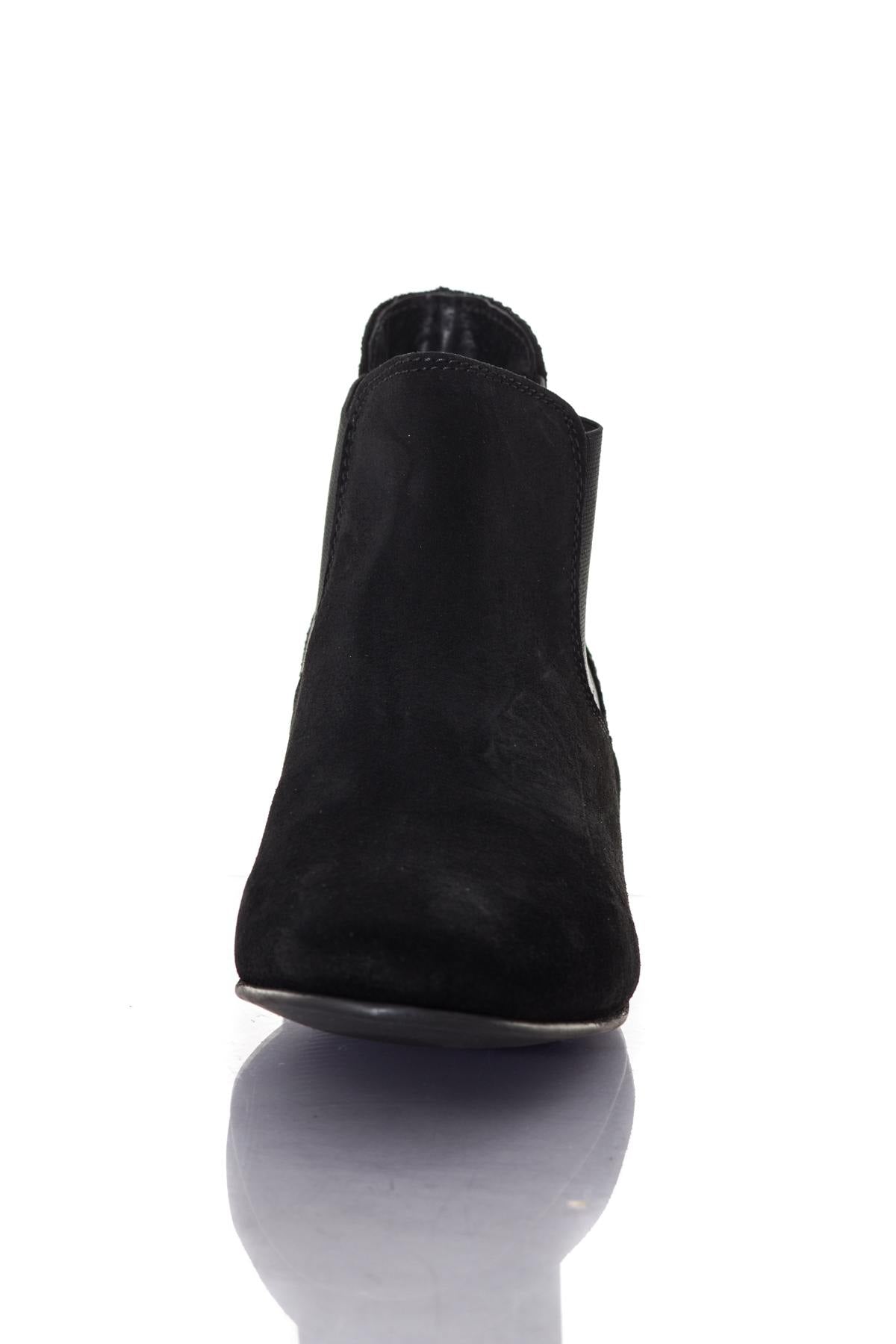 Women's black suede leather boots - Image n°5