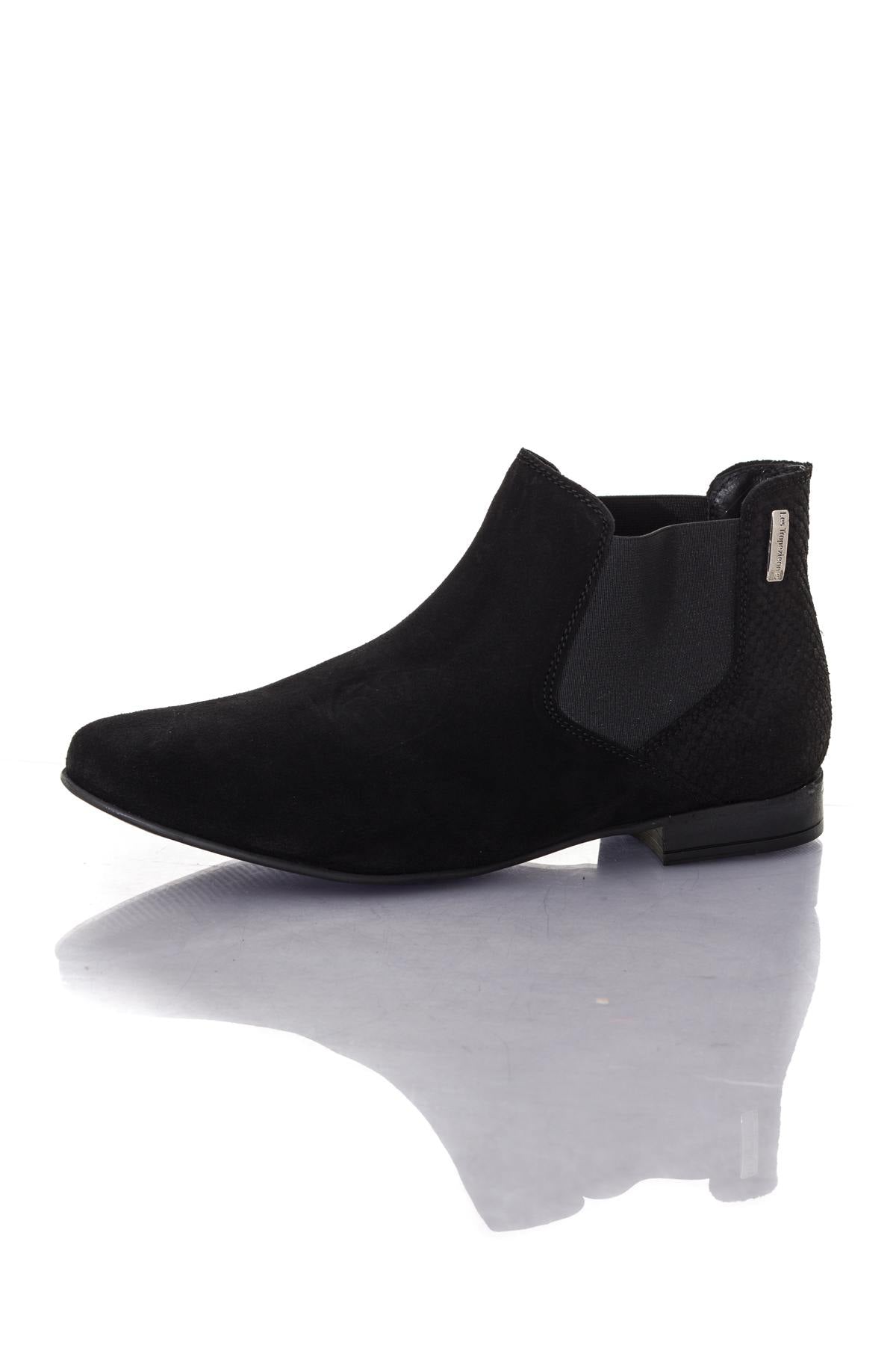Women's black suede leather boots - Image n°7