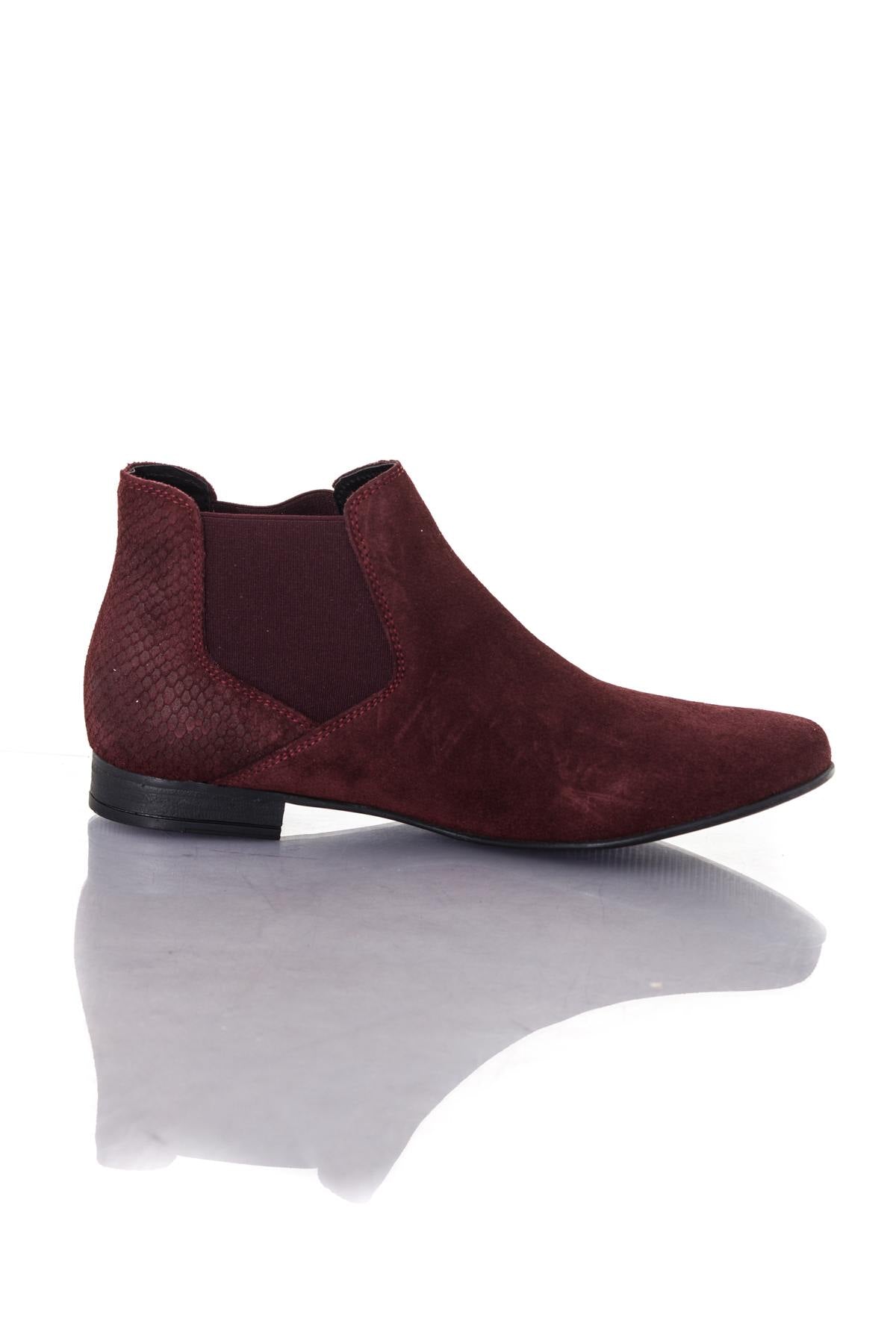 Women's burgundy suede leather boots - Image n°2