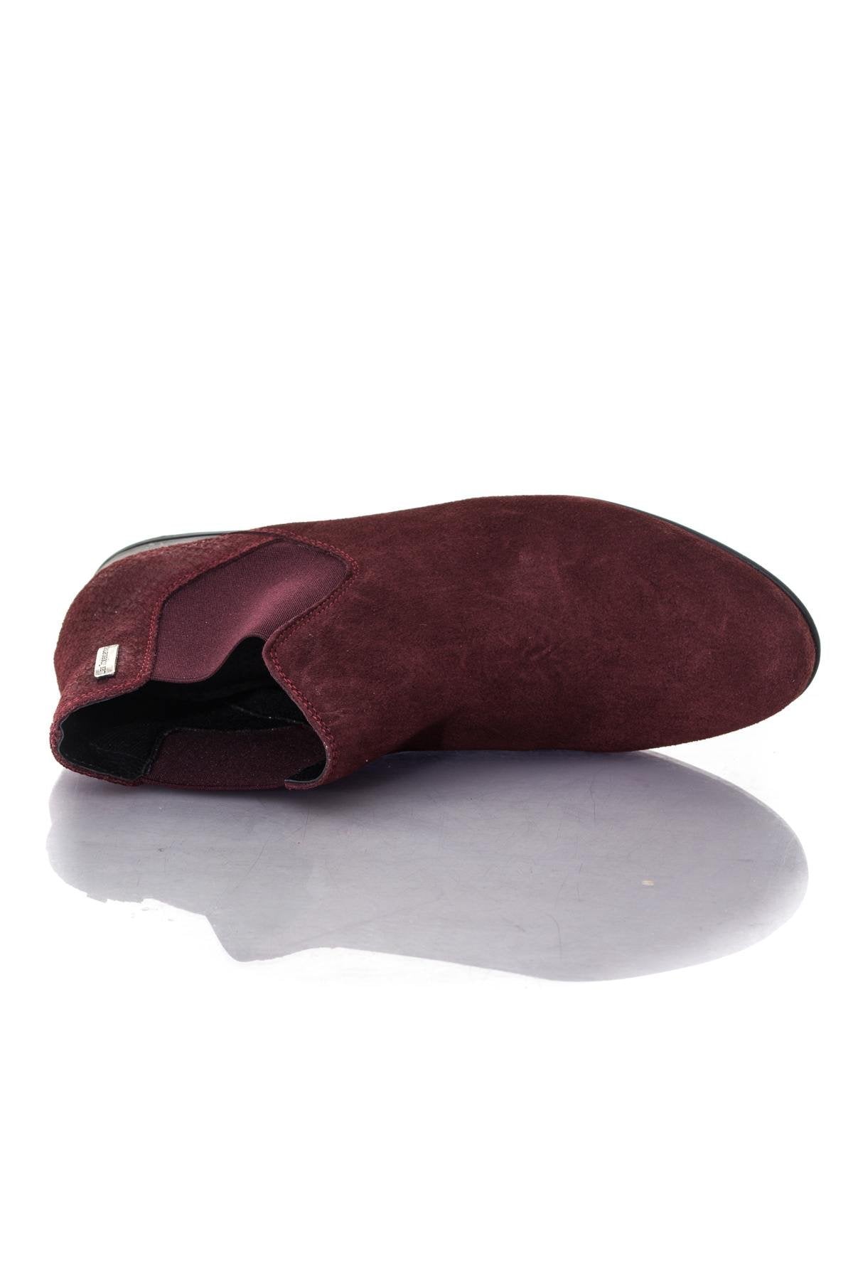 Women's burgundy suede leather boots - Image n°3