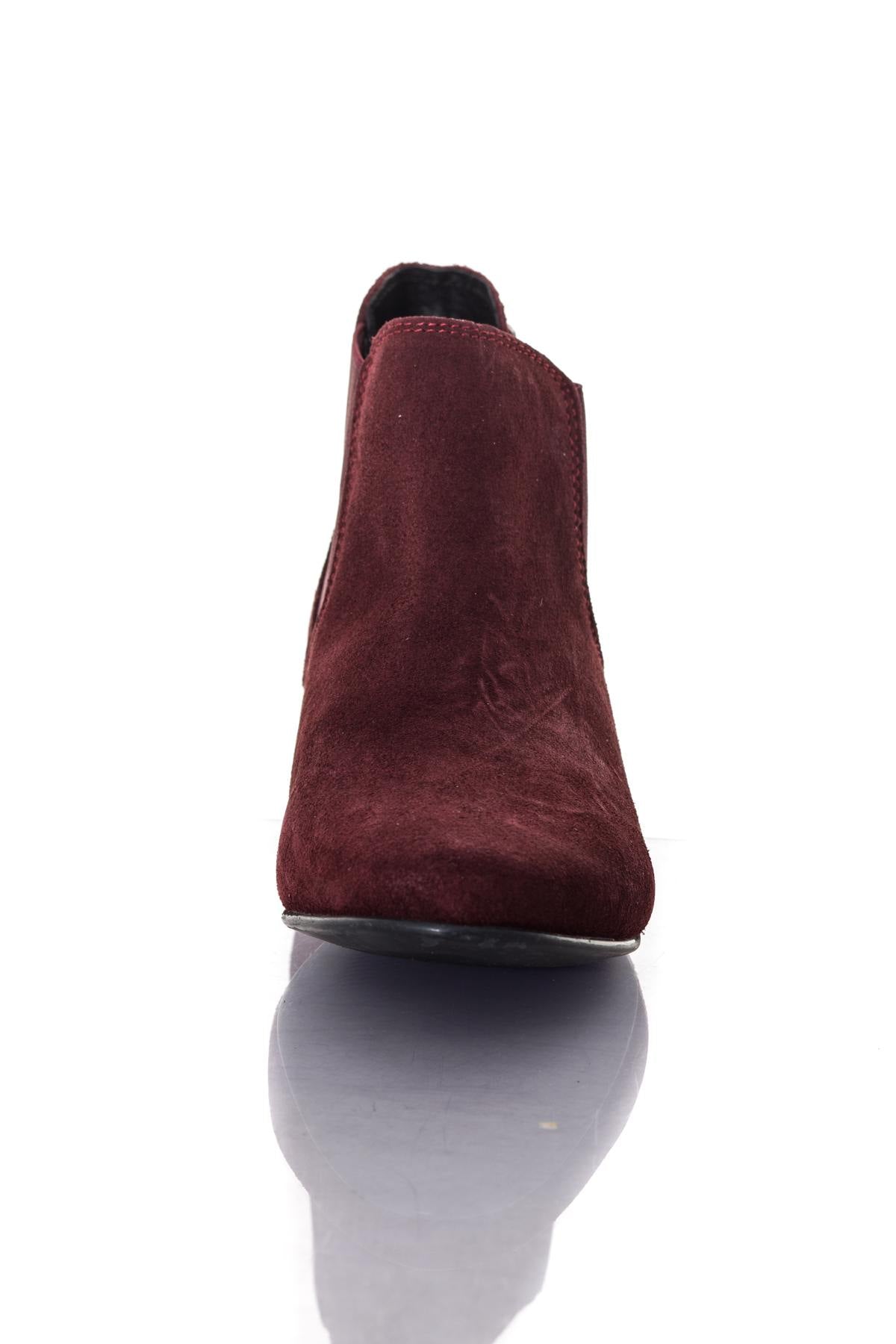 Women's burgundy suede leather boots - Image n°5