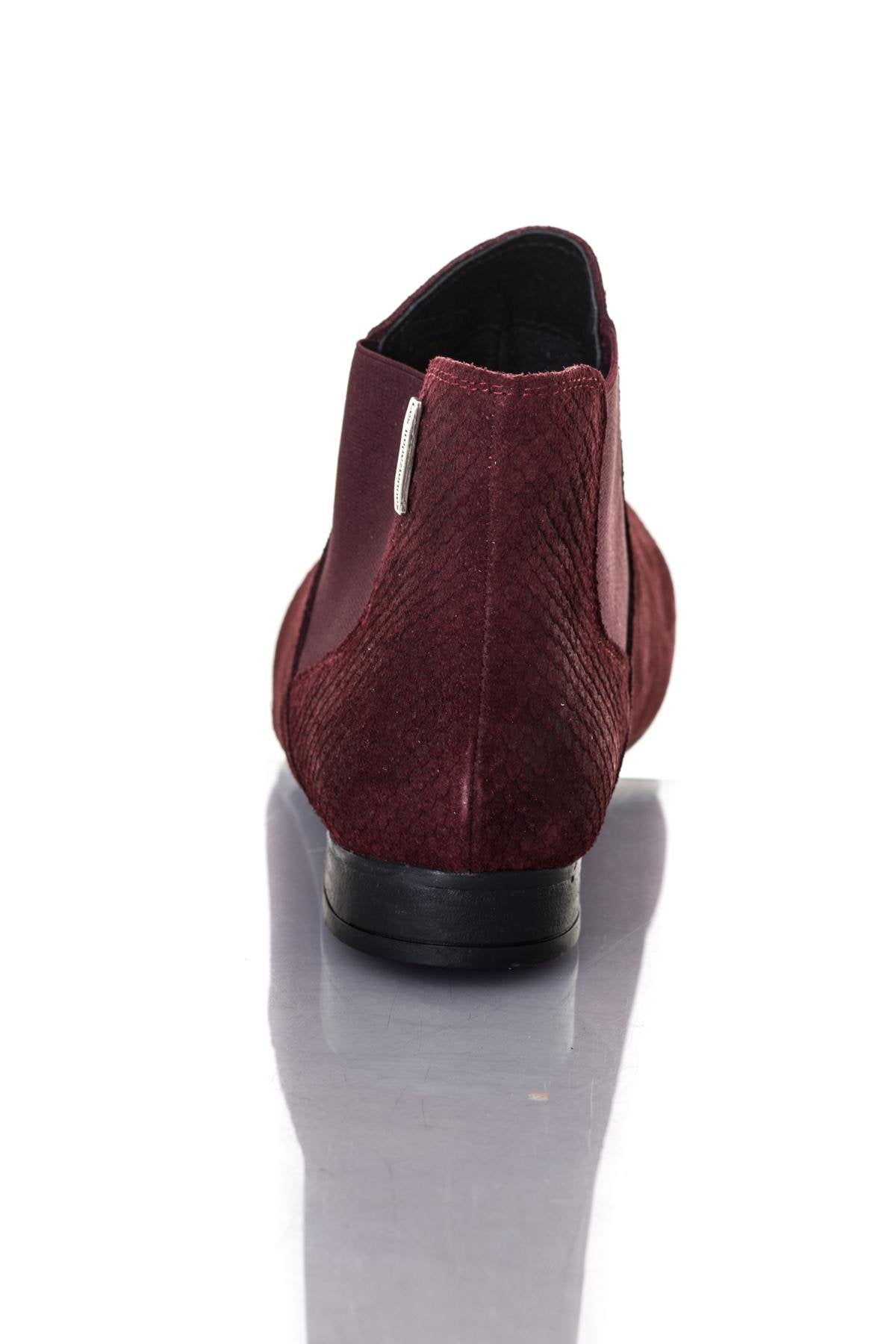 Women's burgundy suede leather boots - Image n°6