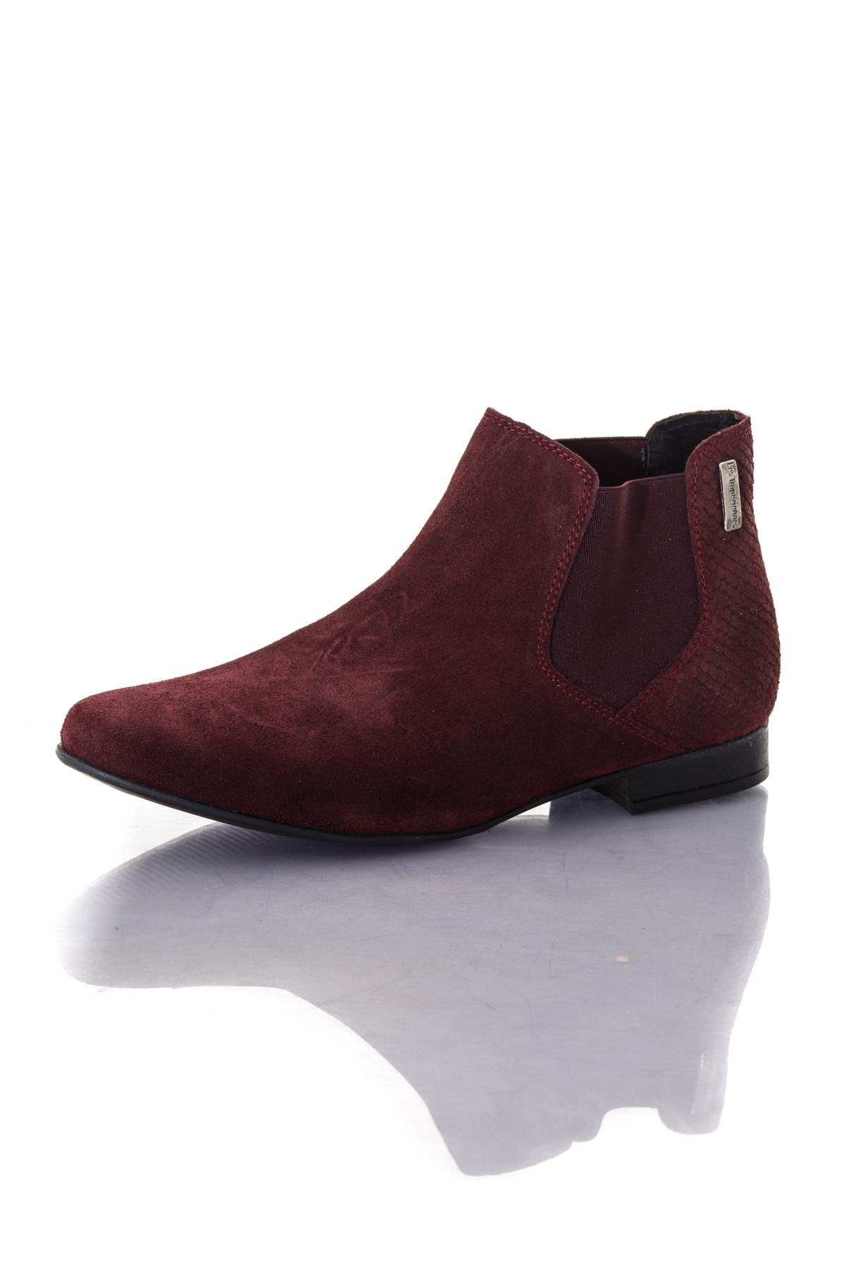 Women's burgundy suede leather boots - Image n°7