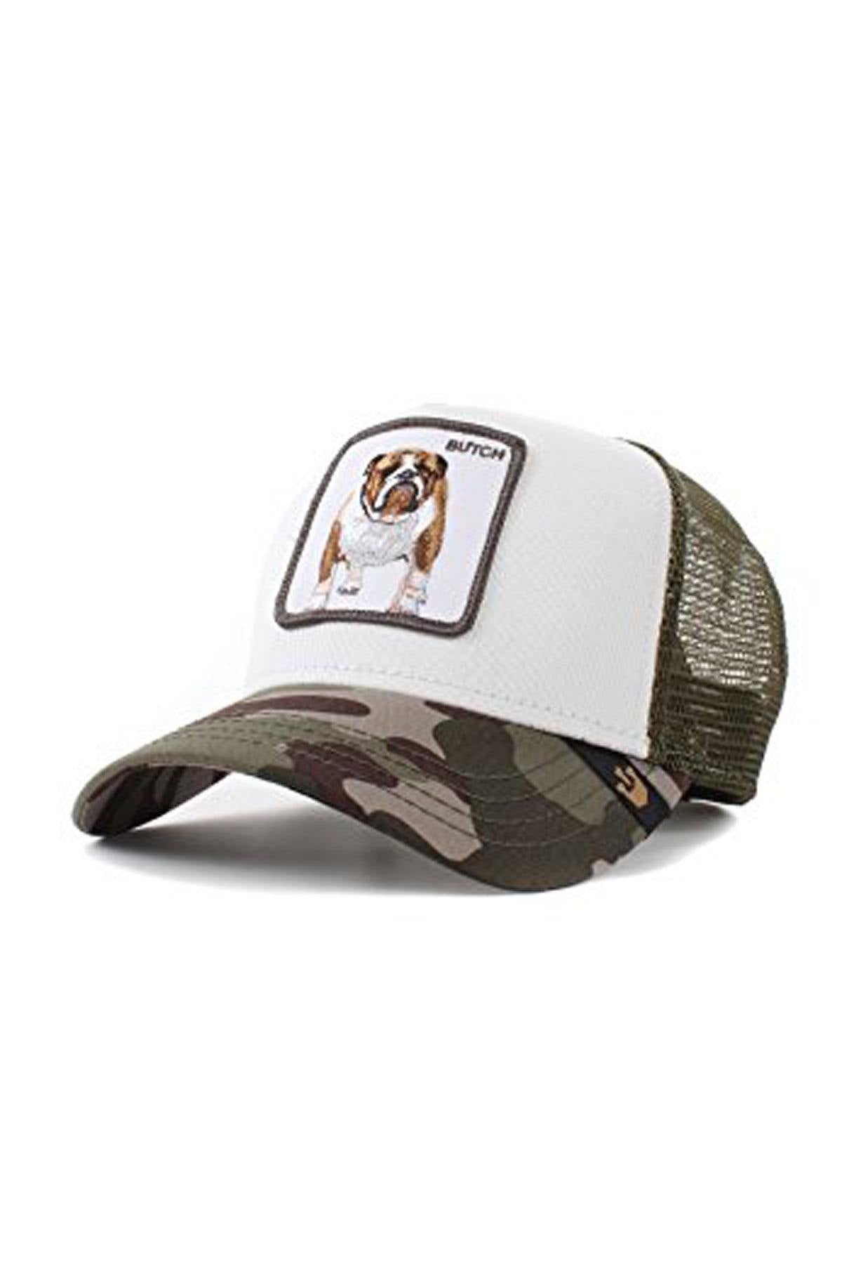 White and camouflage cap with bulldog - Image n°1