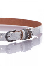 Silver snake texture women's belt - Image n°2
