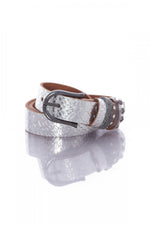 Silver snake texture women's belt - Image n°1