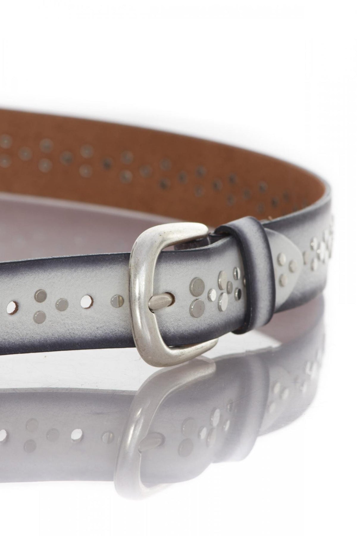 White leather belt with black edges - Image n°2