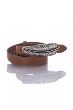 Brown belt with original feather buckle - Image n°1