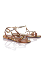  Women's gold and tan sandals - Image n°1