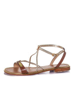  Women's gold and tan sandals - Image n°7