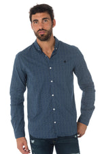 Kaporal men's blue all-over patterned shirt - Image n°1