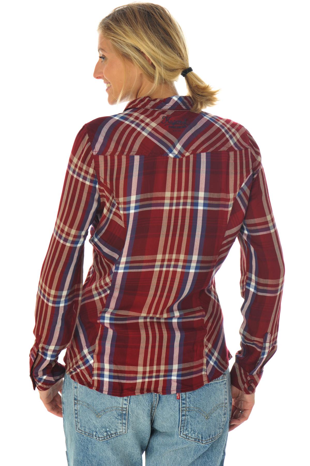  Women's burgundy checked shirt - Image n°3