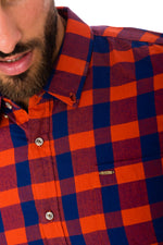 Men's blue and red checked shirt - Image n°4