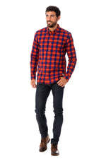 Men's blue and red checked shirt - Image n°2