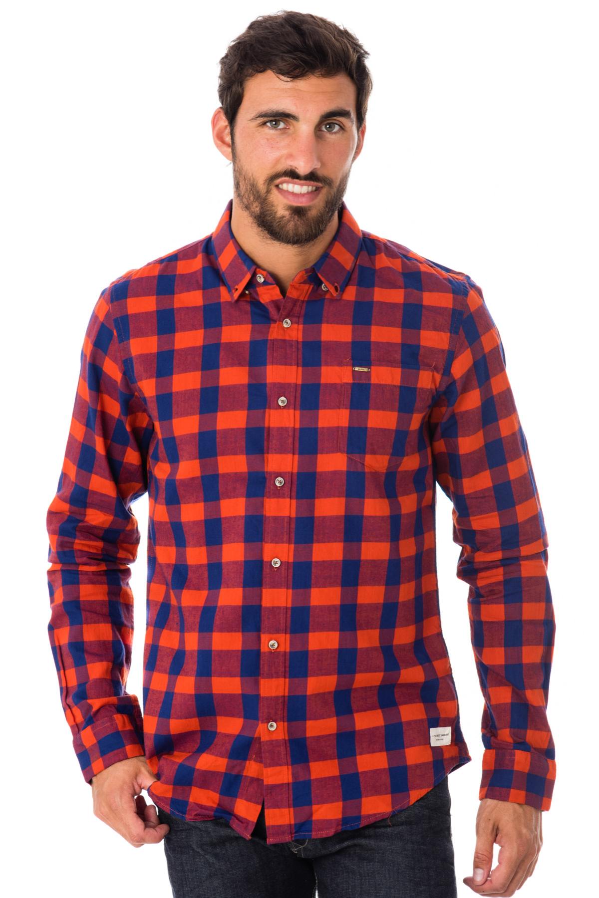 Men's blue and red checked shirt - Image n°1