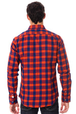 Men's blue and red checked shirt - Image n°3