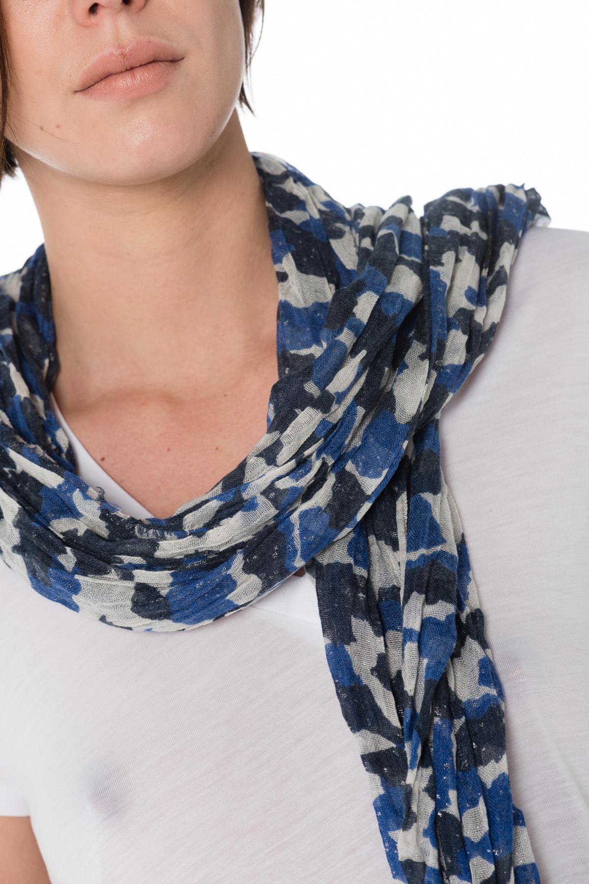 Women's blue camouflage scarf - Image n°2