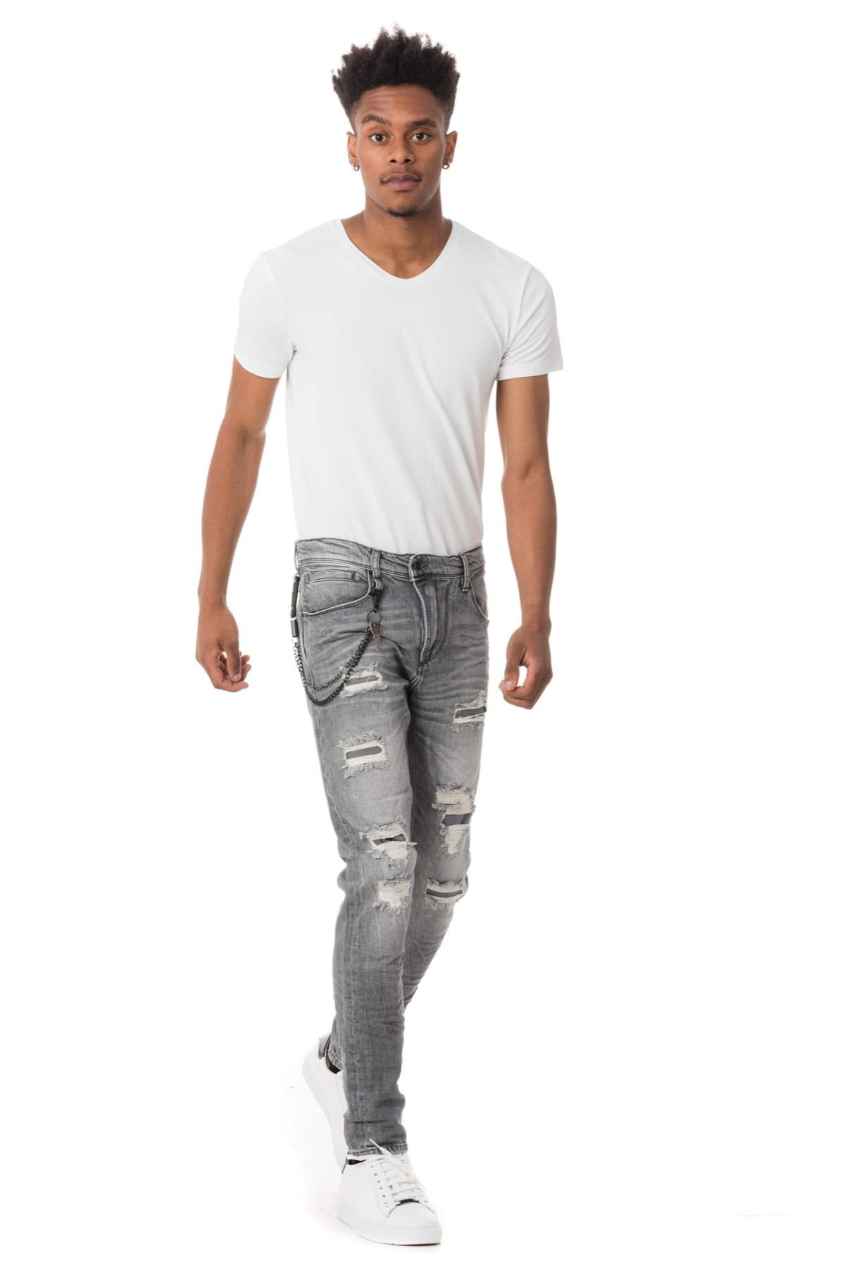 Men's gray destroyed jeans - Image n°3