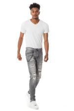 Men's gray destroyed jeans - Image n°3