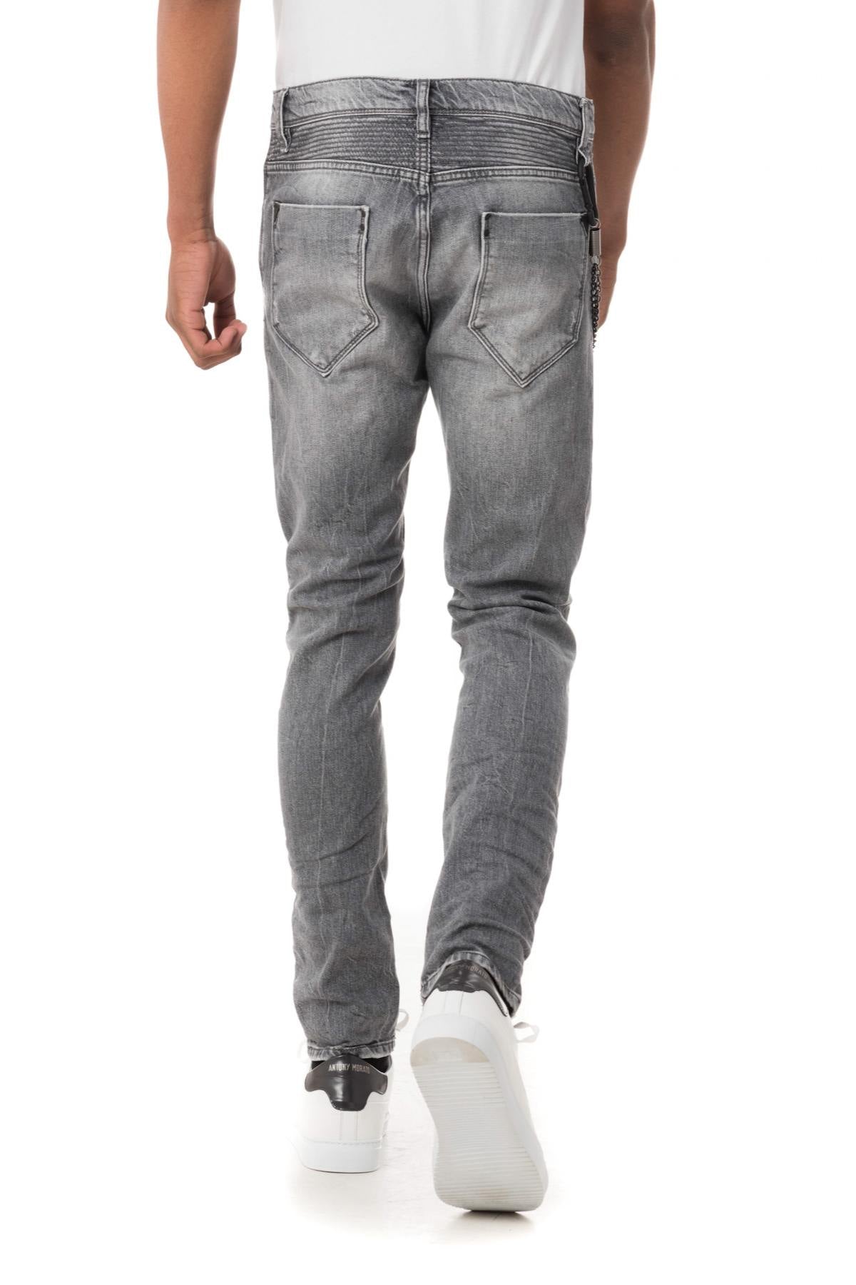 Men's gray destroyed jeans - Image n°5