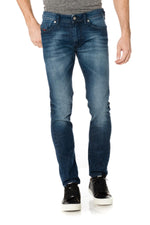  Men's skinny washed blue jeans - Image n°1