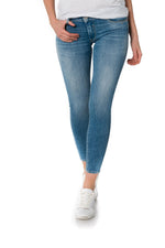 Women's blue slim 7/8 jeans - Image n°1