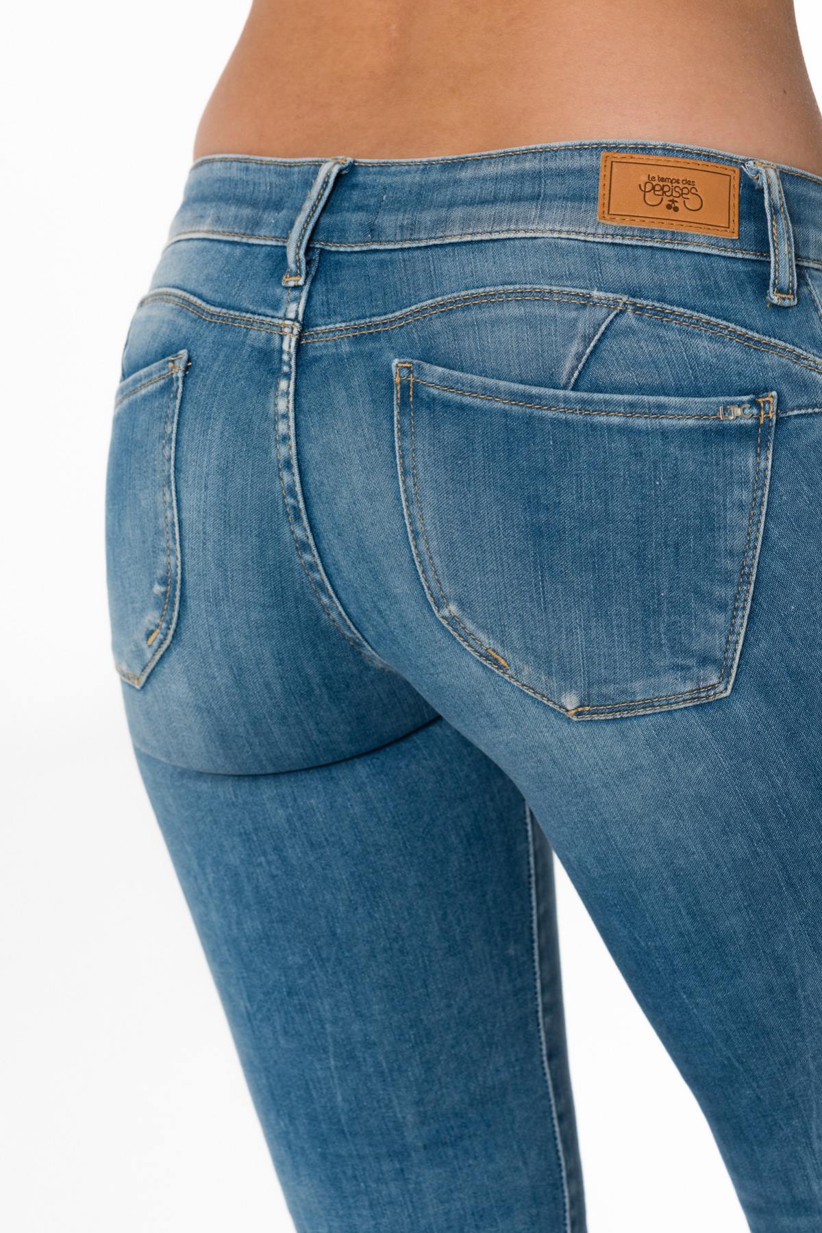 Women's blue slim 7/8 jeans - Image n°5