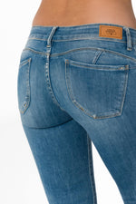 Women's blue slim 7/8 jeans - Image n°5