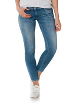 Women's blue slim 7/8 jeans - Image n°7