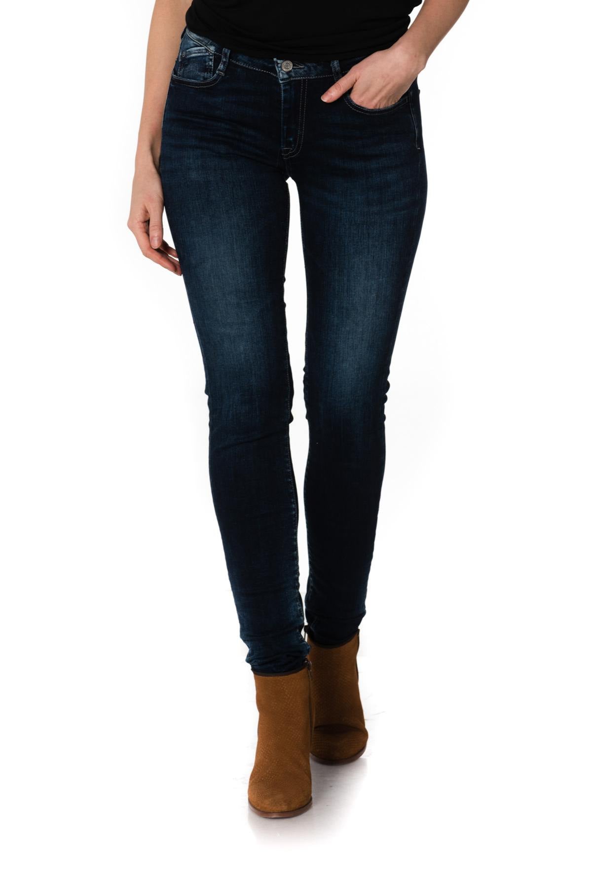 Women's dark blue slim jeans - Image n°6
