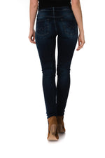 Women's dark blue slim jeans - Image n°7