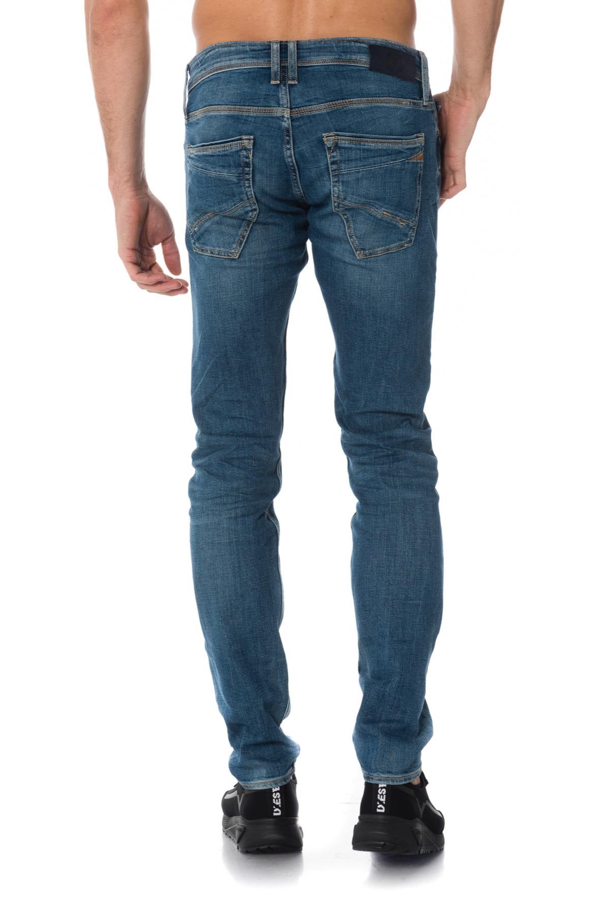 Men's slim-fit washed blue jeans - Image n°5