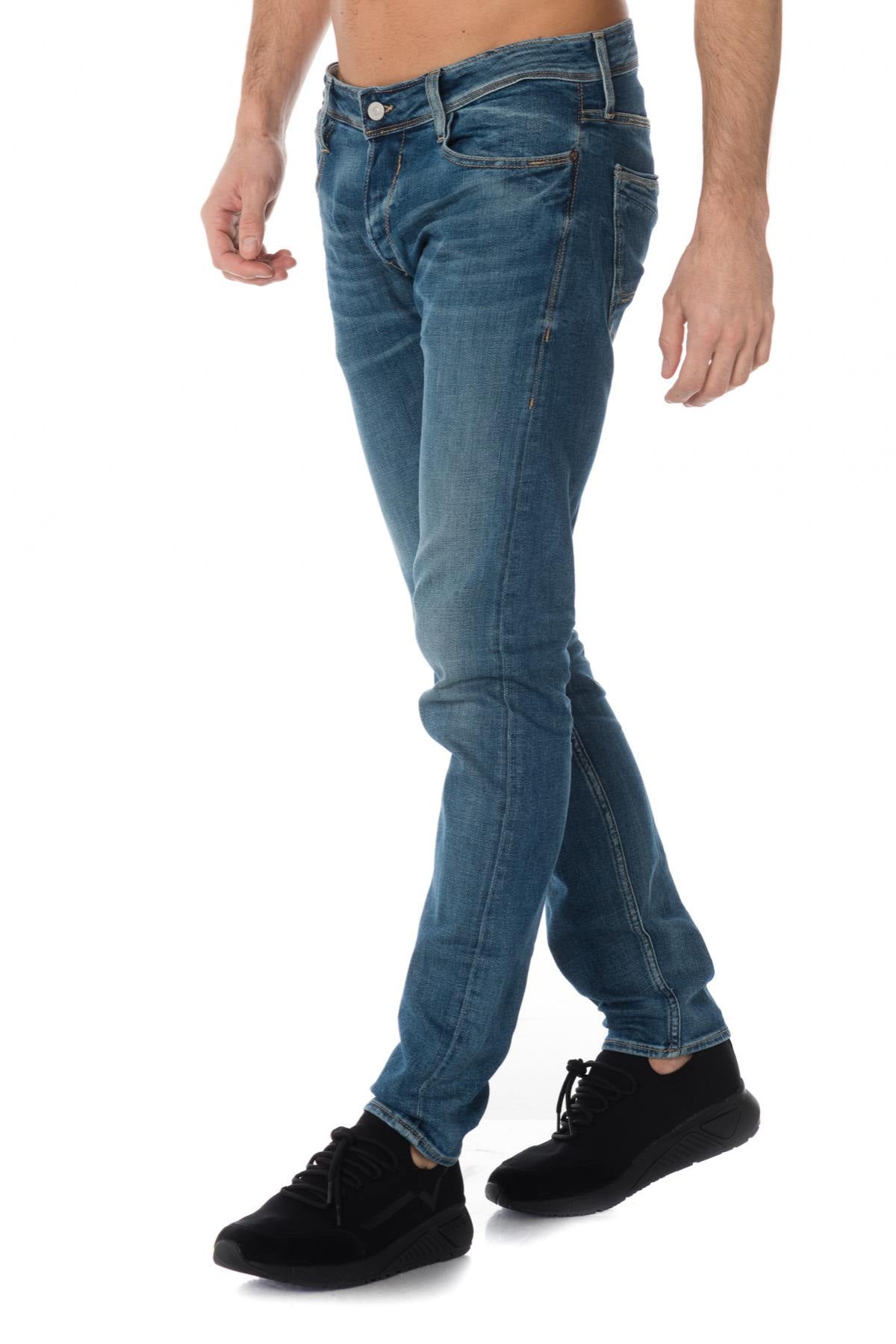 Men's slim-fit washed blue jeans - Image n°6