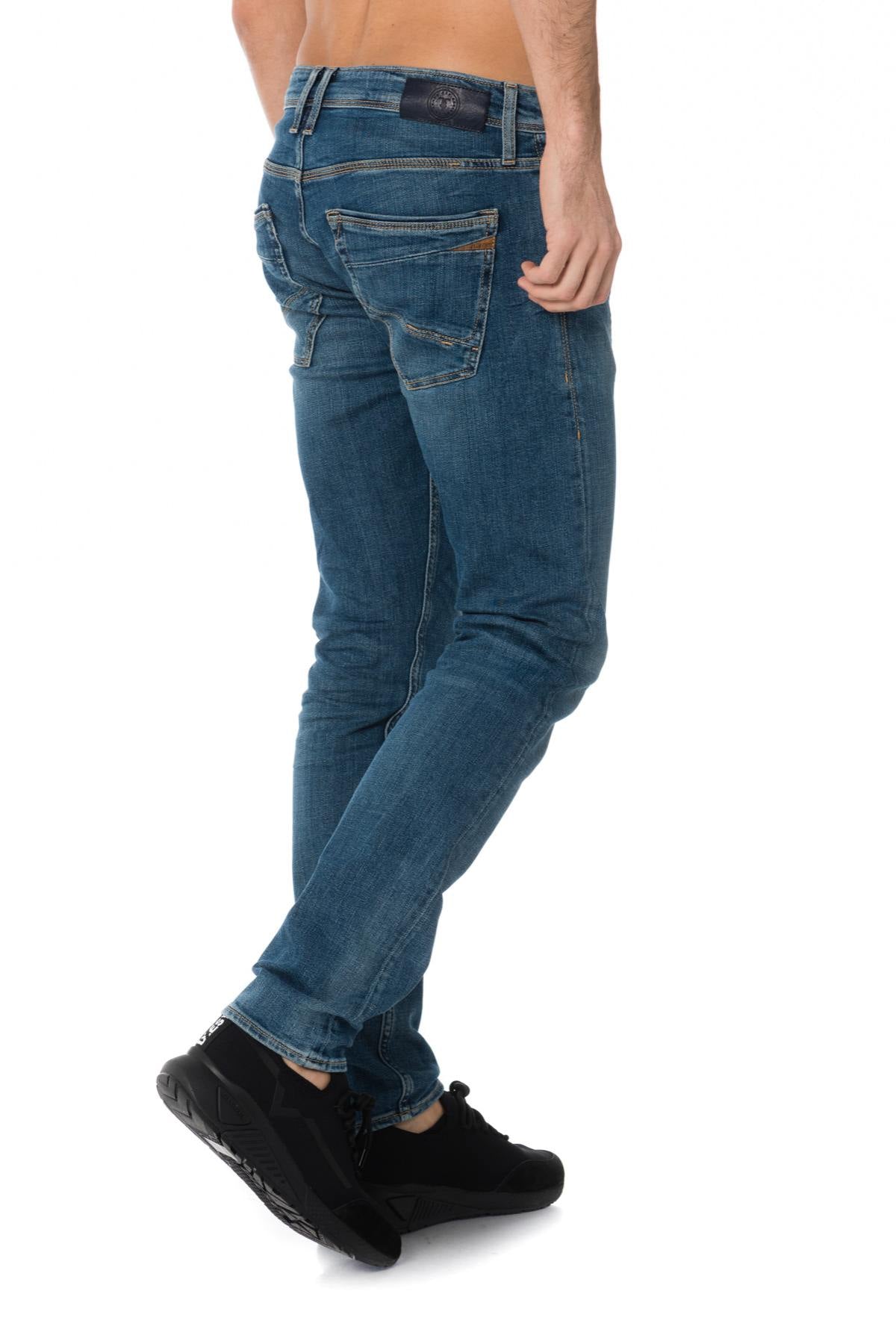 Men's slim-fit washed blue jeans - Image n°2