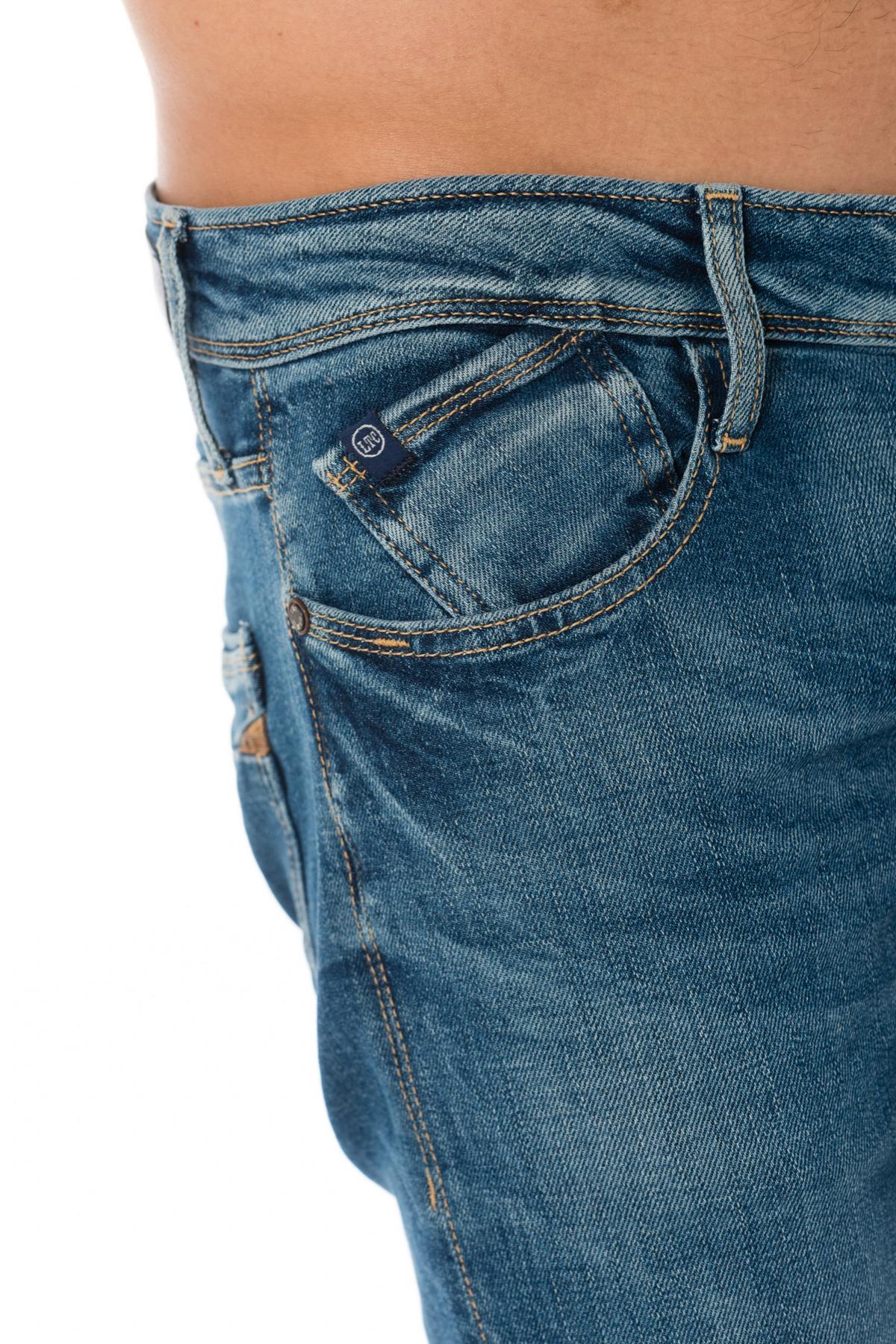 Men's slim-fit washed blue jeans - Image n°4