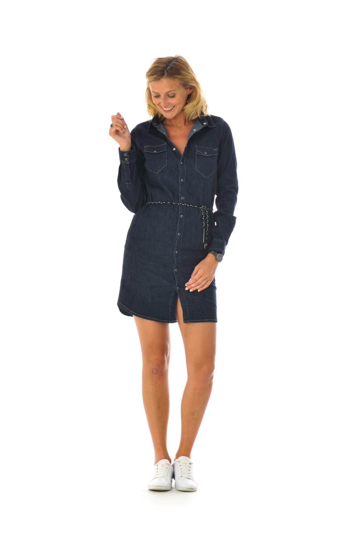 Shirt dress with belt - Image n°2