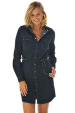 Shirt dress with belt - Image n°1