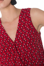 Women's red floral short jumpsuit - Image n°4