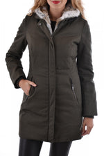 Serge Pariente women's coat in khaki cotton - Image n°1