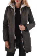 Serge Pariente women's coat in khaki cotton - Image n°5