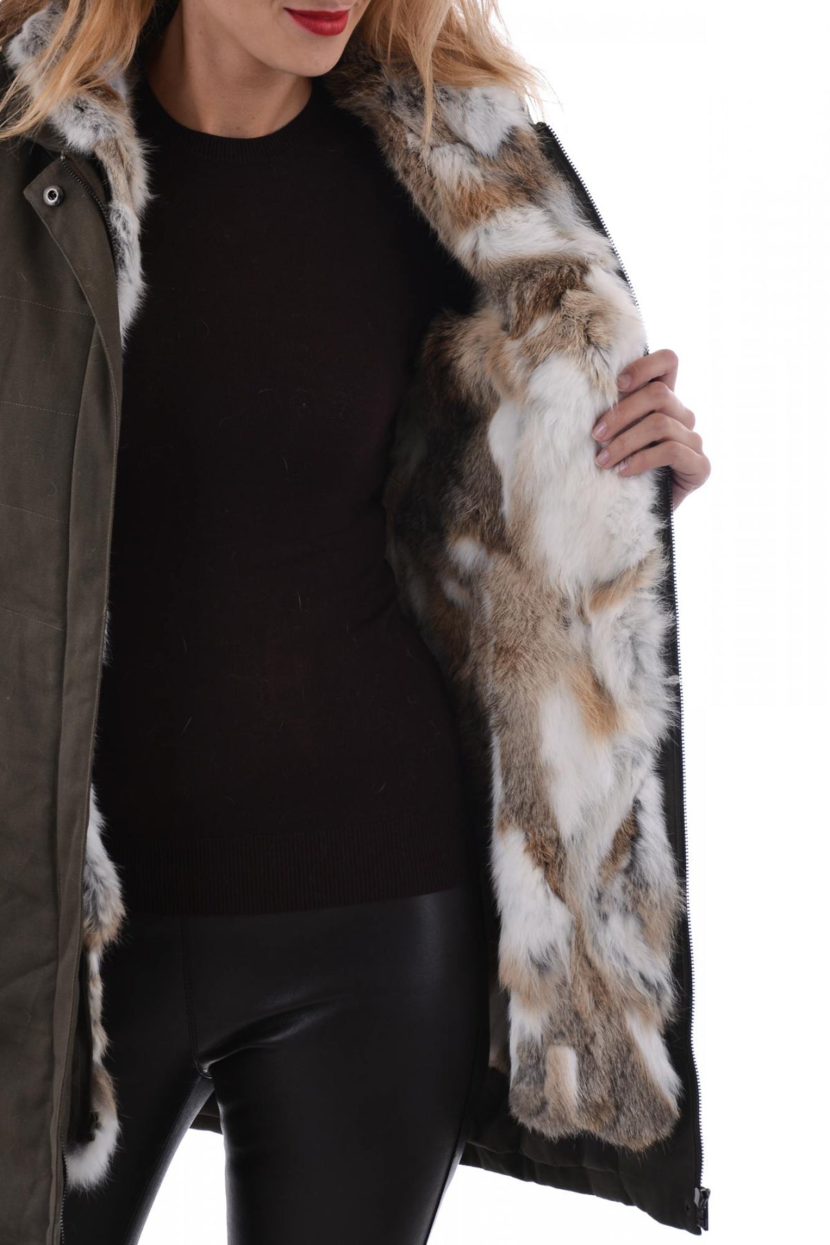 Serge Pariente women's coat in khaki cotton - Image n°2