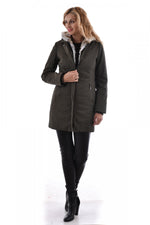Serge Pariente women's coat in khaki cotton - Image n°4