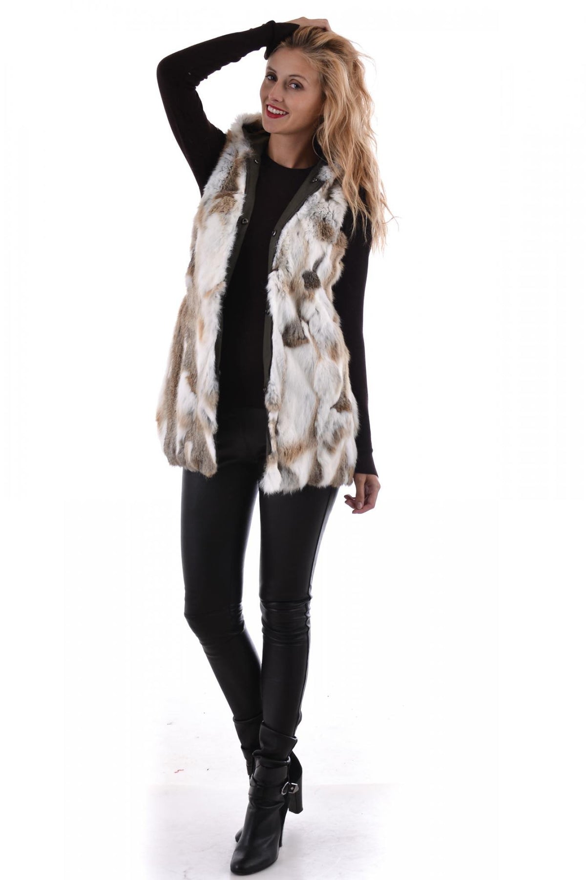 Serge Pariente women's coat in khaki cotton - Image n°3
