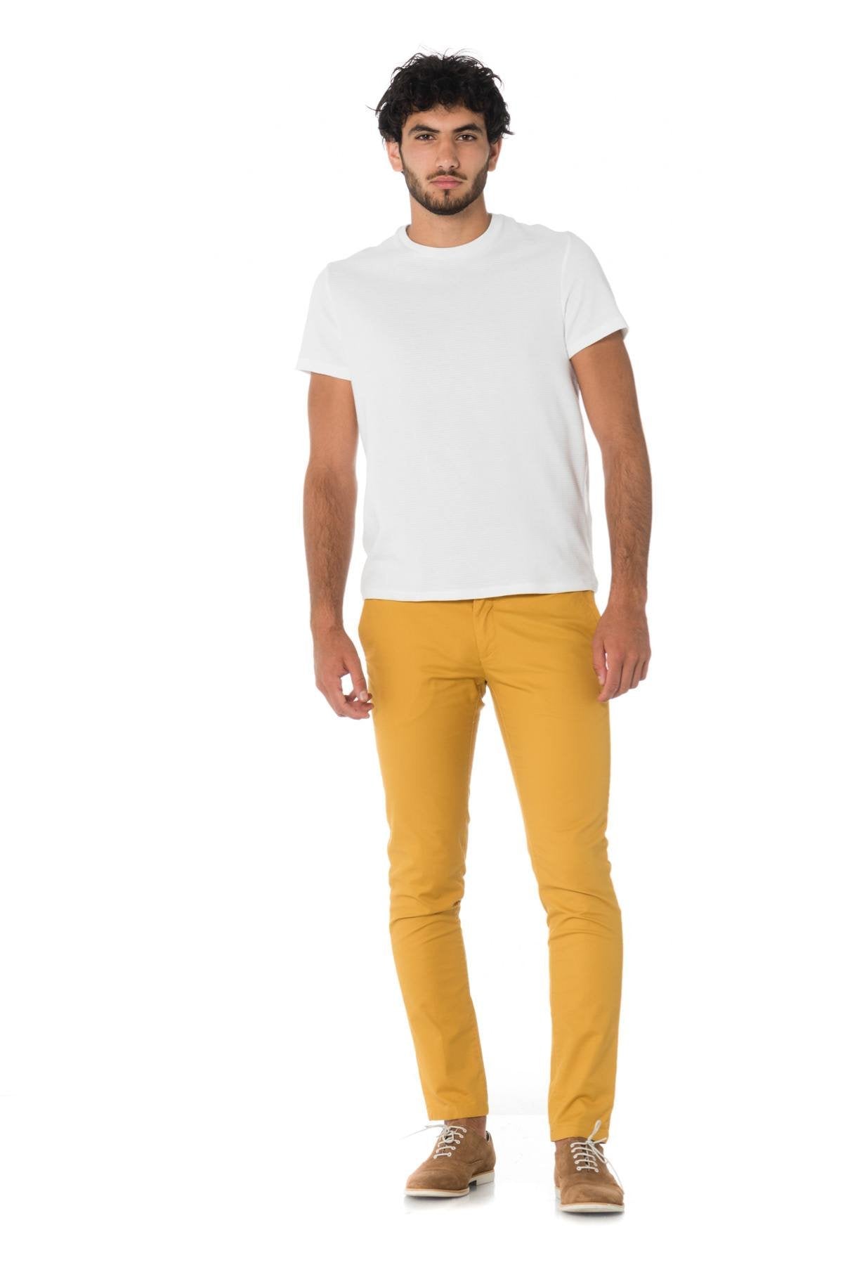 Mustard yellow skinny pleated pants - Image n°4