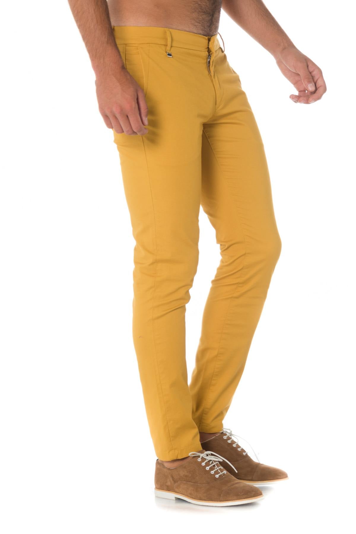 Mustard yellow skinny pleated pants - Image n°5