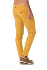 Mustard yellow skinny pleated pants - Image n°2